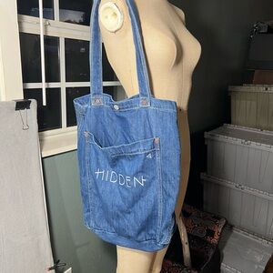 Denim Tote Bag, Large Size, Hidden Los Angeles Jeans Y2K Inspo
